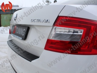 Защитная накладка заднего бампера Skoda Octavia III A7 (2013 - 2023) текстурный пластик