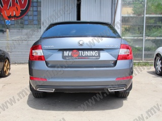 Snow Silver. Имитация насадок глушителя Skoda Octavia III A7 (2013 - 2023) крашенные