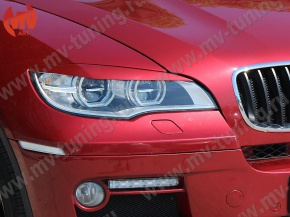 Реснички на фары(для LED оптики) var №2 BMW X6 E71 (2008-2014) + УСТАНОВОЧНЫЙ КОМПЛЕКТ