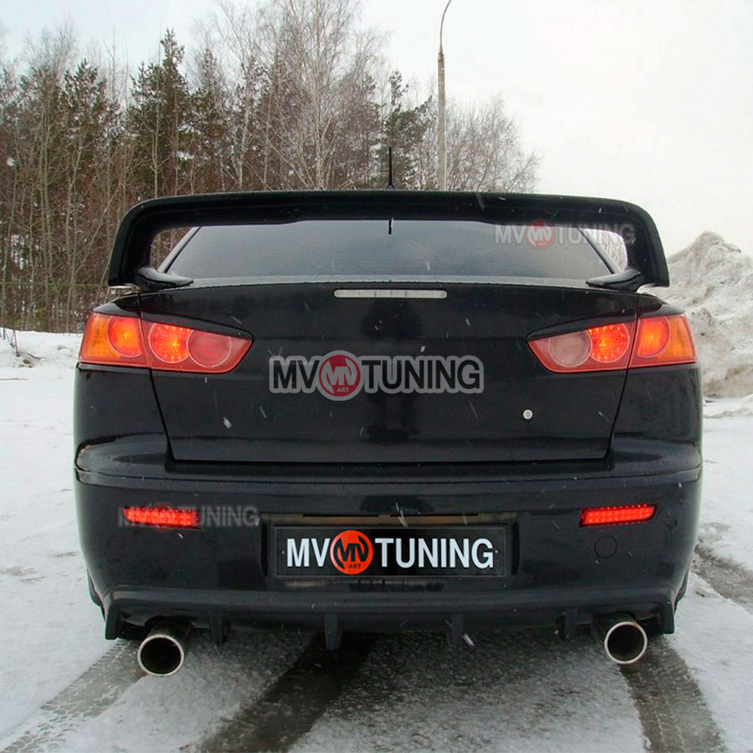 Накладка на задний бампер в стиле var №1 EVO Текстурный пластик Mitsubishi Lancer X (2007-2016)