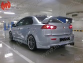 Юбка заднего бампера Zodiak var №2 под раздвоенный выхлоп Mitsubishi Lancer X (2007-2016)