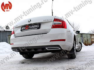 Snow Silver. Имитация насадок глушителя Skoda Octavia III A7 (2013 - 2023) крашенные