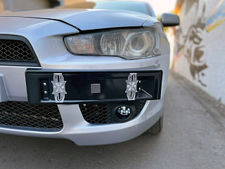 Рамка под номер на передний бампер Mitsubishi Lancer X (2007-2010)