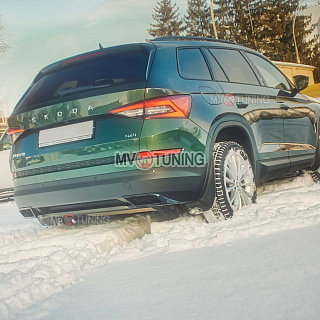 BLACK. Имитация насадок глушителя(выхлопа) крашенные для Skoda Kodiaq I поколение 2016 - 2023
