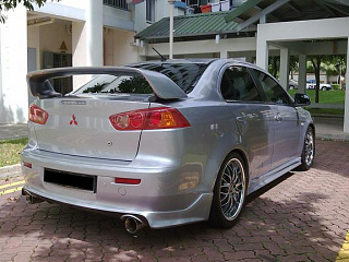 Юбка заднего бампера Zodiak var №2 под раздвоенный выхлоп Mitsubishi Lancer X (2007-2016)