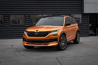 BLACKOUT EDITION. Канарды (накладки над птф) крашенные Черный глянец для Skoda Kodiaq (2016-2021)