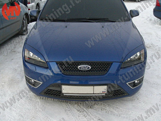 Реснички на фары var№2 широкие Ford Focus 2  (2004-2008) + УСТАНОВОЧНЫЙ КОМПЛЕКТ