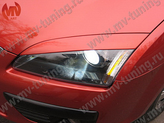 Реснички на фары var№2 широкие Ford Focus 2  (2004-2008) + УСТАНОВОЧНЫЙ КОМПЛЕКТ