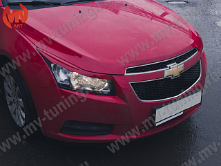 Реснички на фары Chevrolet Cruze var №1 фигурные (2008-2014) + УСТАНОВОЧНЫЙ КОМПЛЕКТ