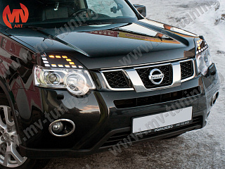 Реснички на фары Nissan X-Trail II (2011-2014) + УСТАНОВОЧНЫЙ КОМПЛЕКТ