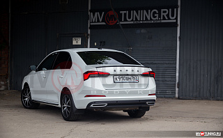 SILVER. Имитация насадок глушителя RS Style крашенные для Skoda Rapid II Gen (2020 - н.в.)