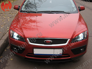 Реснички на фары var№2 широкие Ford Focus 2  (2004-2008) + УСТАНОВОЧНЫЙ КОМПЛЕКТ