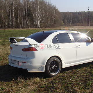 Юбка заднего бампера Zodiak var №1 Mitsubishi Lancer X (2007-2016) только под одинарный выхлоп справа