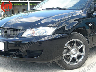 Реснички на фары широкие var №2 Mitsubishi Lancer 9 IX (2004-2007) + УСТАНОВОЧНЫЙ КОМПЛЕКТ