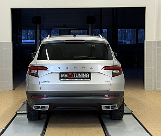 SILVER. Имитация насадок глушителя(выхлопа) крашенные для Skoda Karoq 2017 - 2021