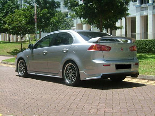 Юбка заднего бампера Zodiak var №1 Mitsubishi Lancer X (2007-2016) только под одинарный выхлоп справа