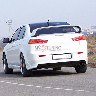 Юбка заднего бампера Zodiak var №1 Mitsubishi Lancer X (2007-2016) только под одинарный выхлоп справа