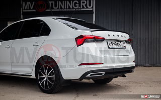 SILVER. Имитация насадок глушителя RS Style крашенные для Skoda Rapid II Gen (2020 - н.в.)