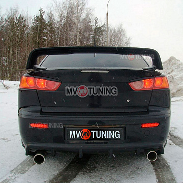 Накладка на задний бампер в стиле var №1 EVO Текстурный пластик Mitsubishi Lancer X (2007-2016)