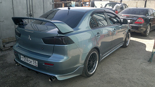 Юбка заднего бампера Zodiak var №2 под раздвоенный выхлоп Mitsubishi Lancer X (2007-2016)