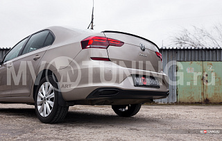 BLACK. Имитация насадок глушителя(выхлопа) крашенные для VW Polo Liftback 2020 - 2023