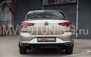 SILVER. Имитация насадок глушителя(выхлопа) крашенные для VW Polo Liftback 2020 - 2023