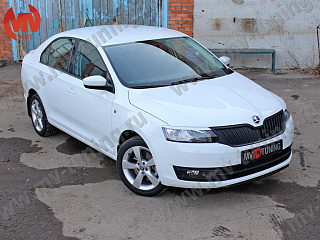 Реснички на фары var №1 короткие Skoda Rapid (2012 - 2017) + УСТАНОВОЧНЫЙ КОМПЛЕКТ