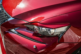 Крашенный комплект. Реснички на фары Lexus IS 3(III) (2013-2016) ЦВЕТ Черный 217 + УСТАНОВОЧНЫЙ КОМПЛЕКТ