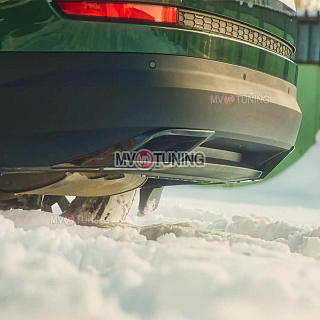 SILVER. Имитация насадок глушителя(выхлопа) крашенные для Skoda Kodiaq I поколение 2016 - 2023