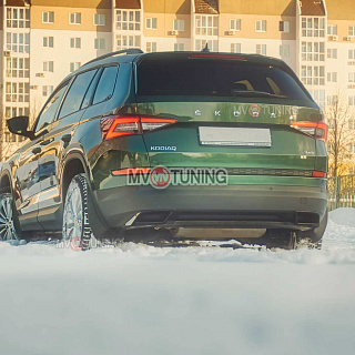 SPACE GRAY. Имитация насадок глушителя(выхлопа) крашенные для Skoda Kodiaq I поколение 2016 - 2023
