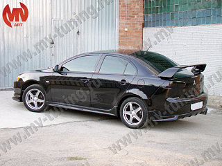 Юбка заднего бампера Zodiak var №1 Mitsubishi Lancer X (2007-2016) только под одинарный выхлоп справа