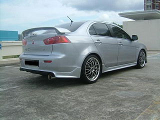Юбка заднего бампера Zodiak var №1 Mitsubishi Lancer X (2007-2016) только под одинарный выхлоп справа
