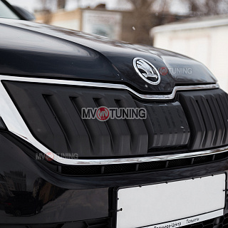 Зимний экран Skoda Kodiaq (2016-2021) верхний (текстурный пластик) стандартное крепление