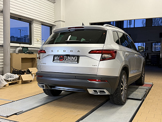SILVER. Имитация насадок глушителя(выхлопа) крашенные для Skoda Karoq 2017 - 2021