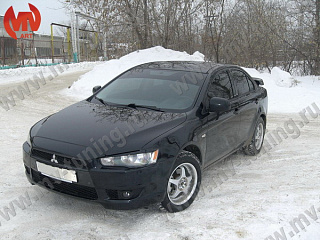 Реснички на передние фары Mitsubishi Lancer X (2007-2016) + УСТАНОВОЧНЫЙ КОМПЛЕКТ