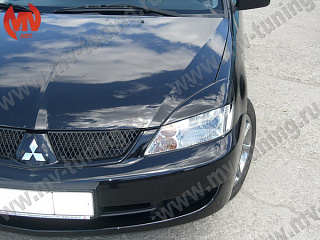 Реснички на фары широкие var №2 Mitsubishi Lancer 9 IX (2004-2007) + УСТАНОВОЧНЫЙ КОМПЛЕКТ