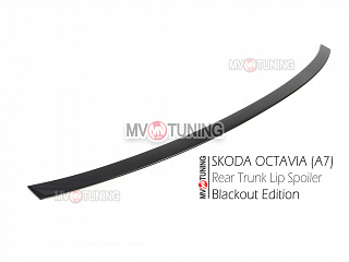 BLACKOUT EDITION. Лип спойлер крашенный Черный глянец Skoda Octavia III A7 (2013 - 2023) + УСТАНОВОЧНЫЙ КОМПЛЕКТ